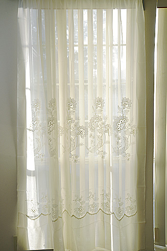 Susan Sheer Embroidered Windows Panels.60"x84"#094. Pearled